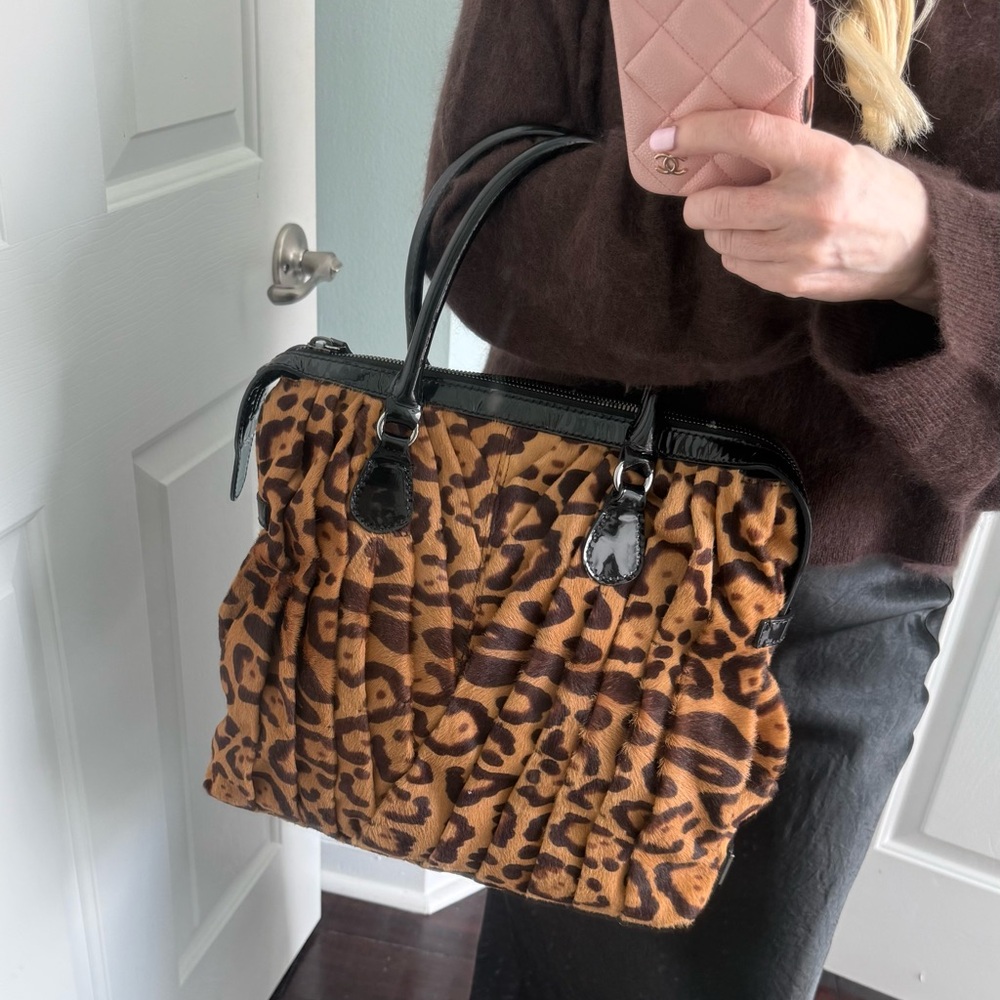 Valentino Garavani pony cheetah print large tote bag